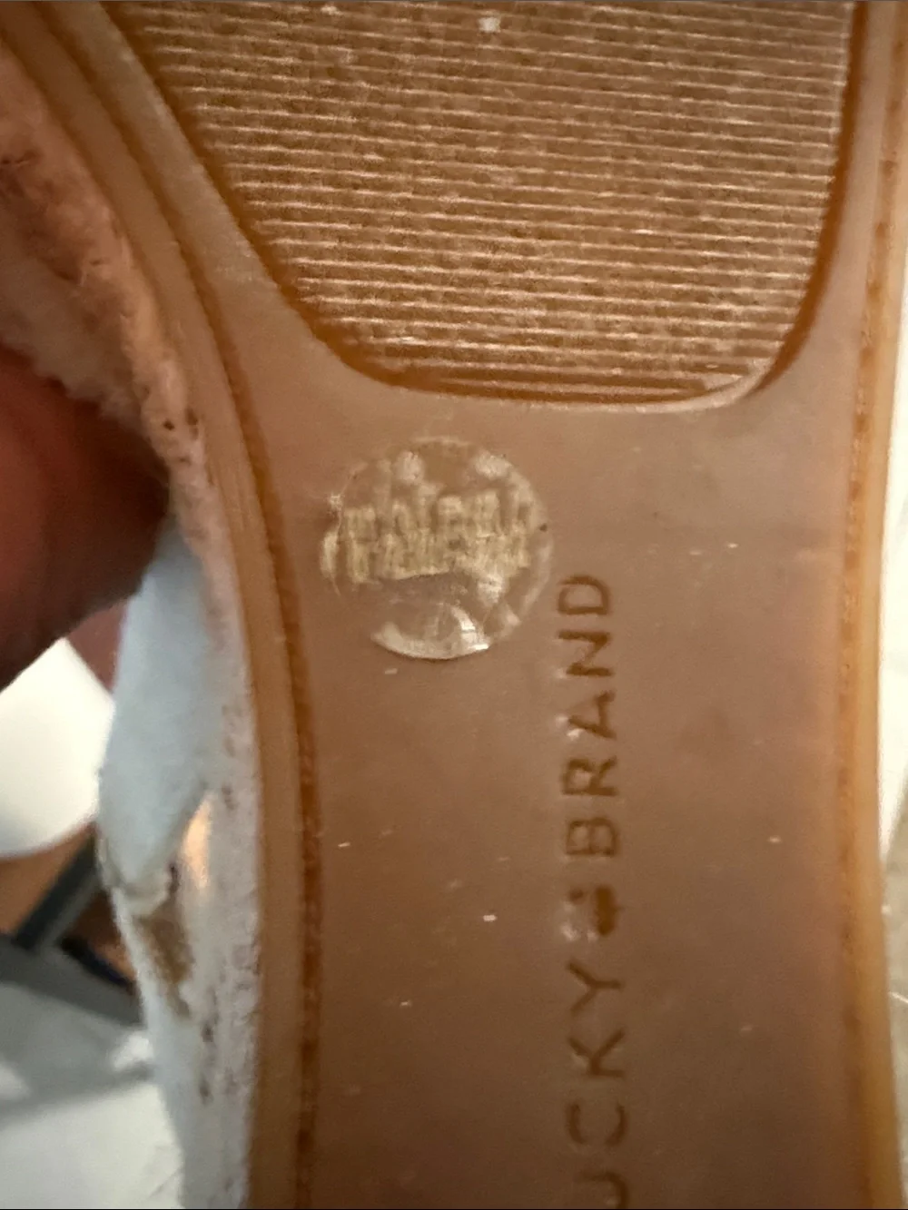 Lucky Brand Cream Canvas Espadrille Wedge Sandals